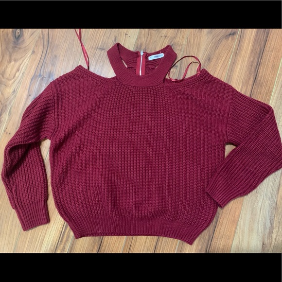 LF Off the Shoulder Maroon Sweater size S - Picture 3 of 8